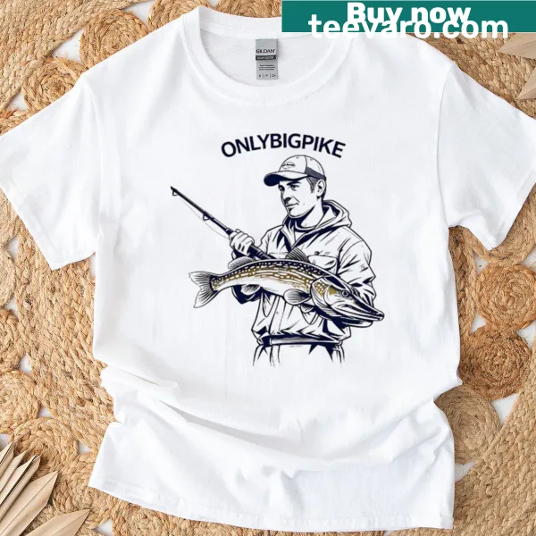 Illustration of a pike fish on a fishing-themed T-shirt