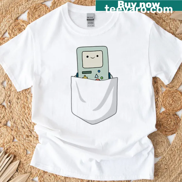 T-shirt featuring a character in a pocket design.