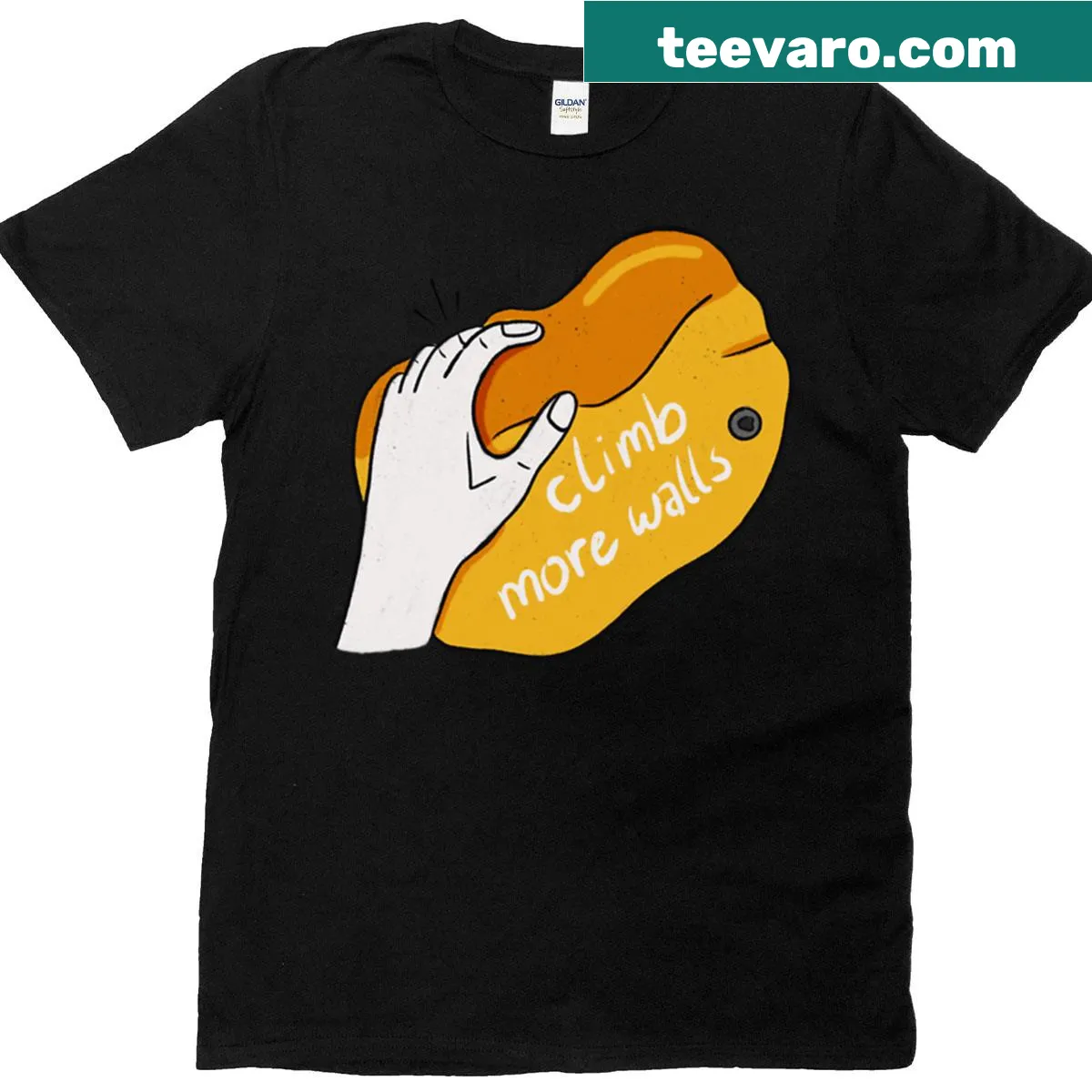 Climbing quote T-shirt with bouldering theme — on a men's t-shirt