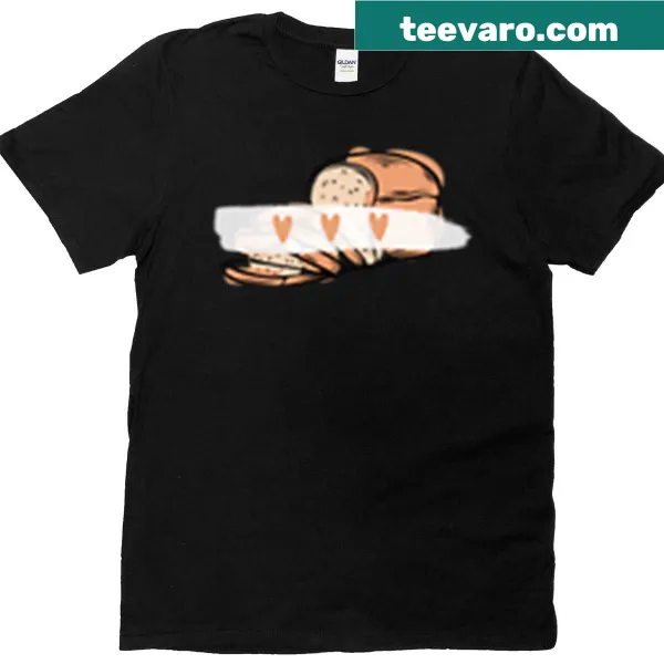 Cute T-shirt featuring bread with heart illustrations