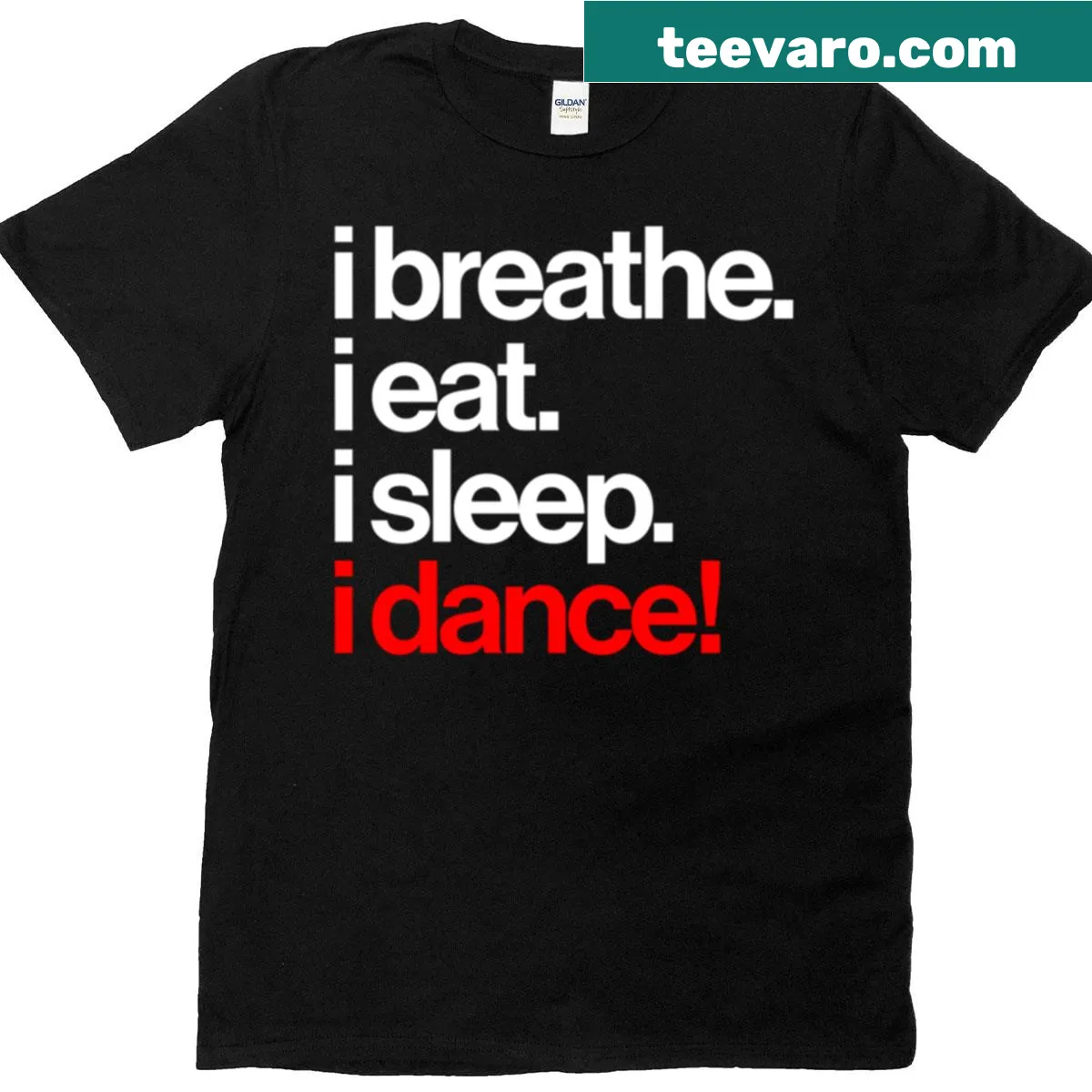 White text T-shirt featuring dance-related phrases. — on a men's t-shirt
