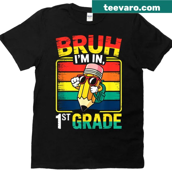 Cartoon pencil T-shirt for kids with funny back-to-school text
