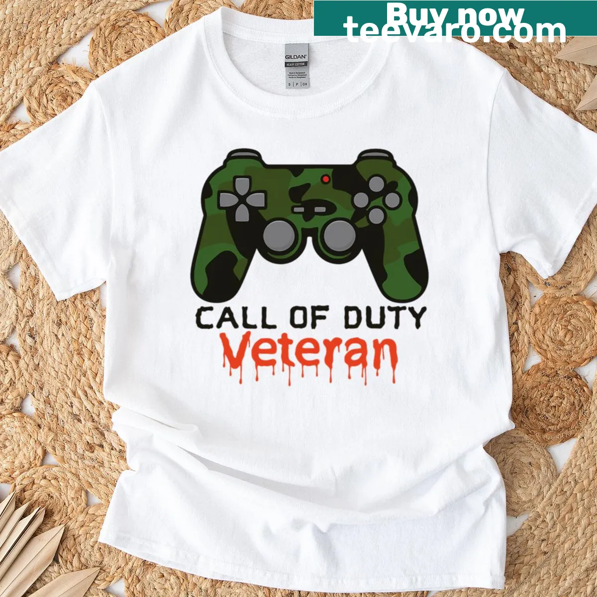 Bold graphic design on a Call Of Duty Veteran T-shirt. — on a men's t-shirt