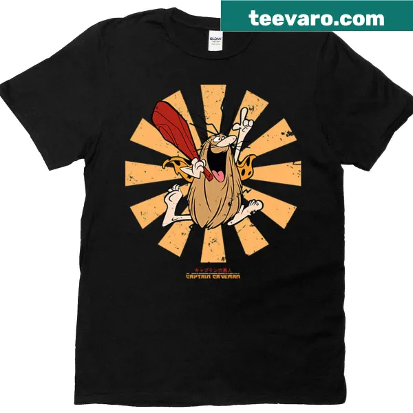 Retro Captain Caveman graphic t-shirt featuring classic cartoon design