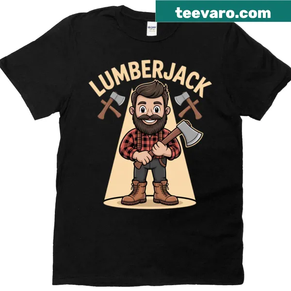 Cartoon lumberjack graphic t-shirt with a fun design