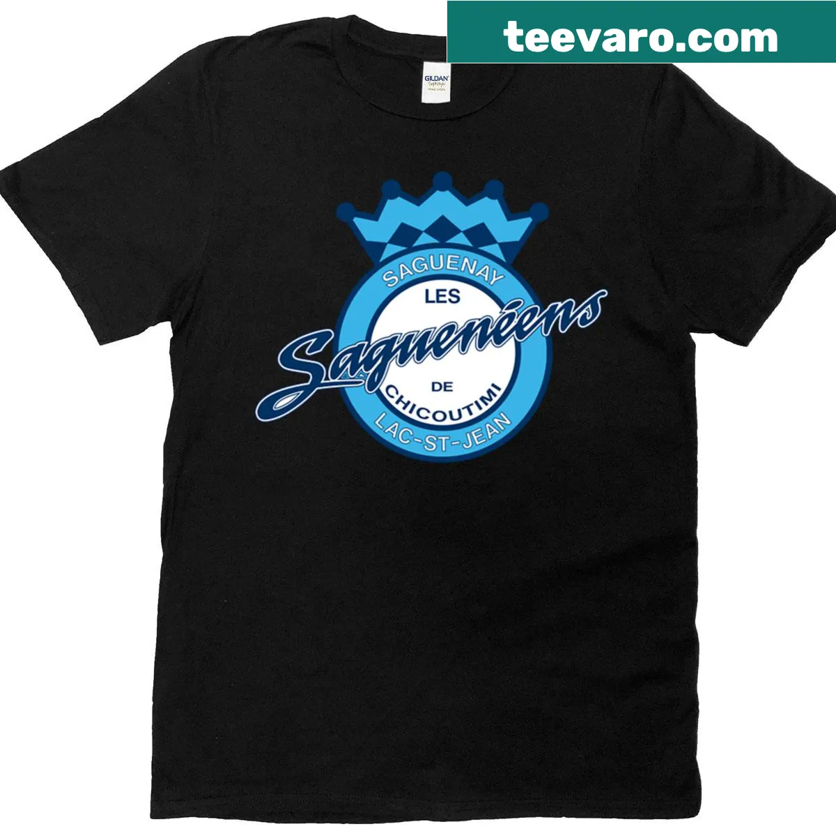 Illustrated Chicoutimi T-shirt representing the local culture — on a men's t-shirt