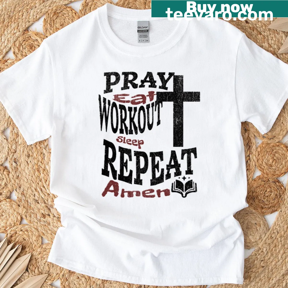 Sporty design promoting Christian faith — on a men's t-shirt