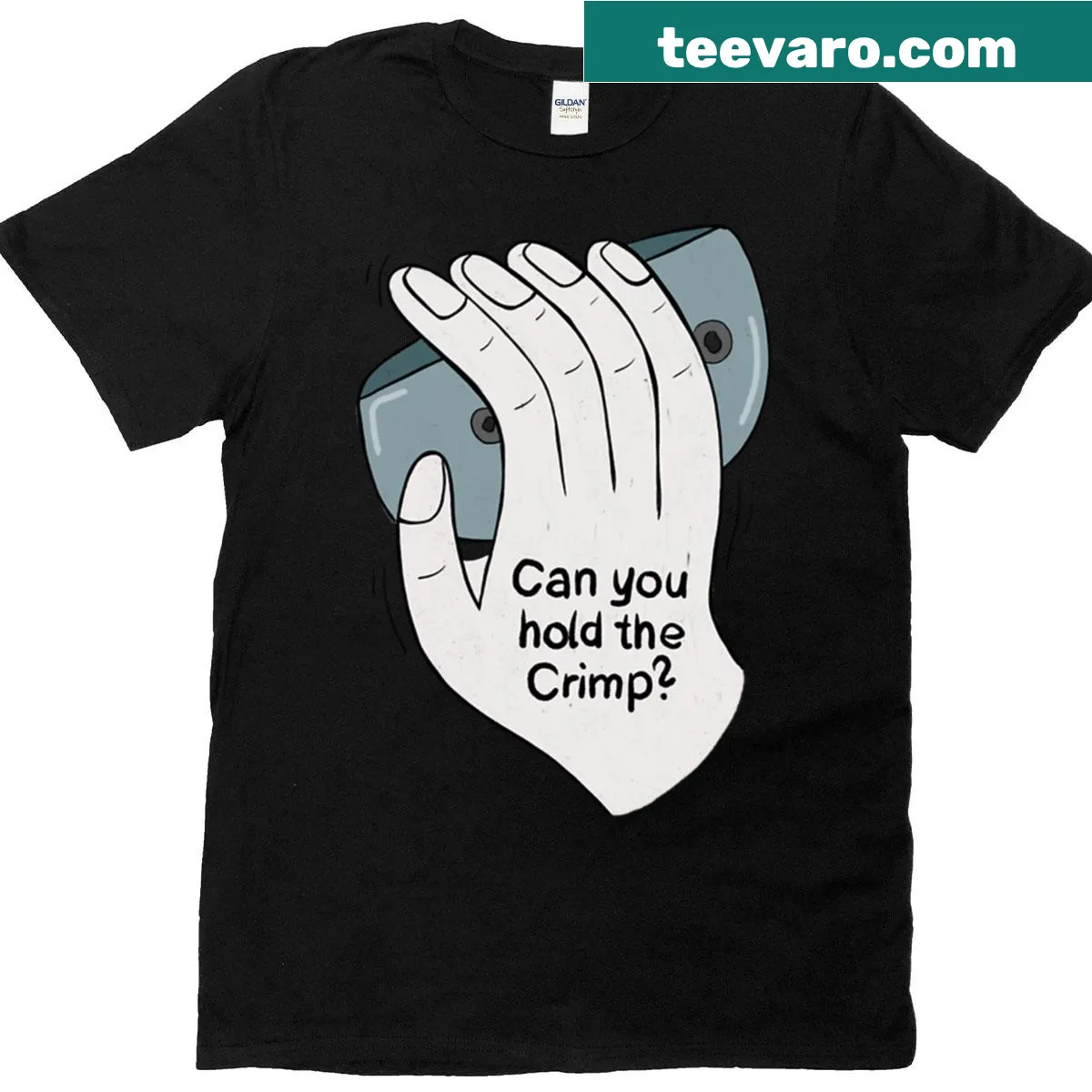 Climbing motif t-shirt featuring a climber against rugged terrain — on a men's t-shirt