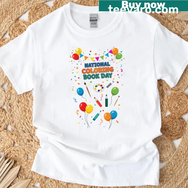 Coloring Book Day celebration themed T-shirt