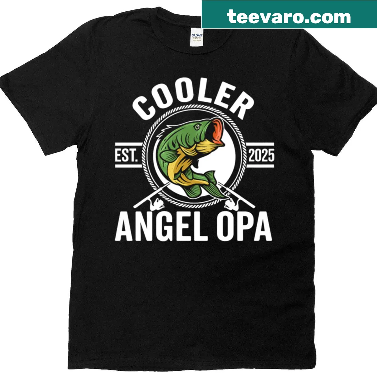 Fun 'Cool Angel Grandpa' graphic on a fishing t-shirt — on a men's t-shirt