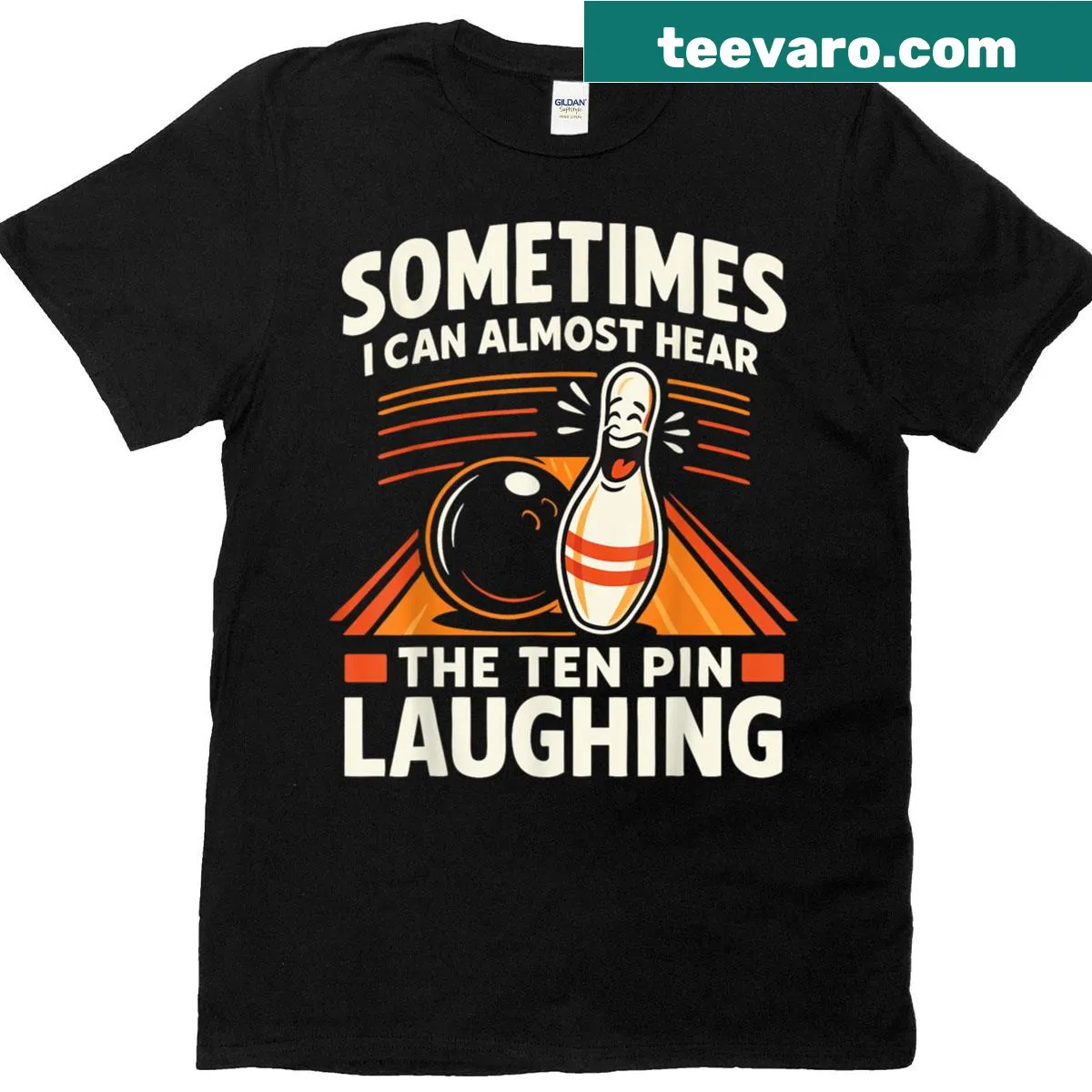 Vintage distressed bowling-themed T-shirt with fun graphic and slogan — on a men's t-shirt
