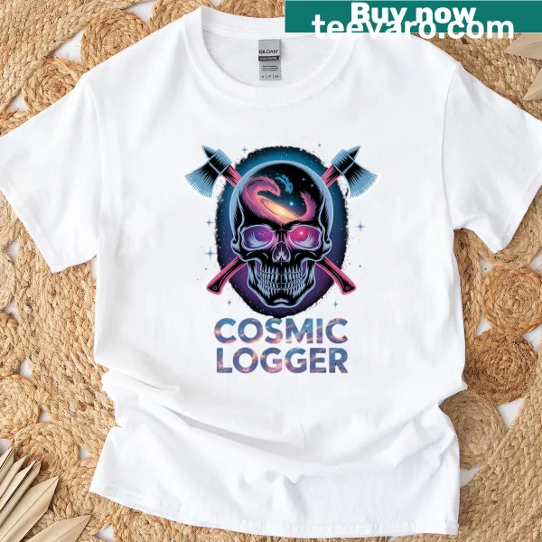 T-shirt featuring a cosmic skull design with celestial elements