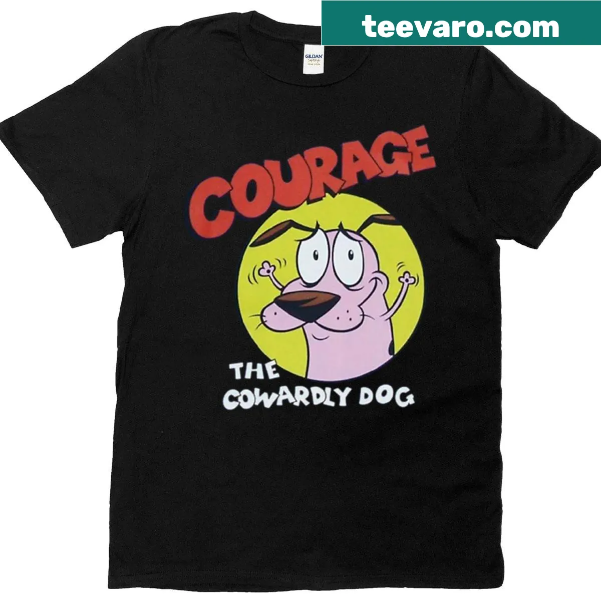 Courageous Fearful Dog t-shirt with heartfelt illustration — on a men's t-shirt