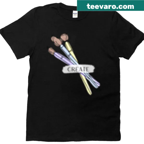 Design featuring paintbrushes and creativity-themed text