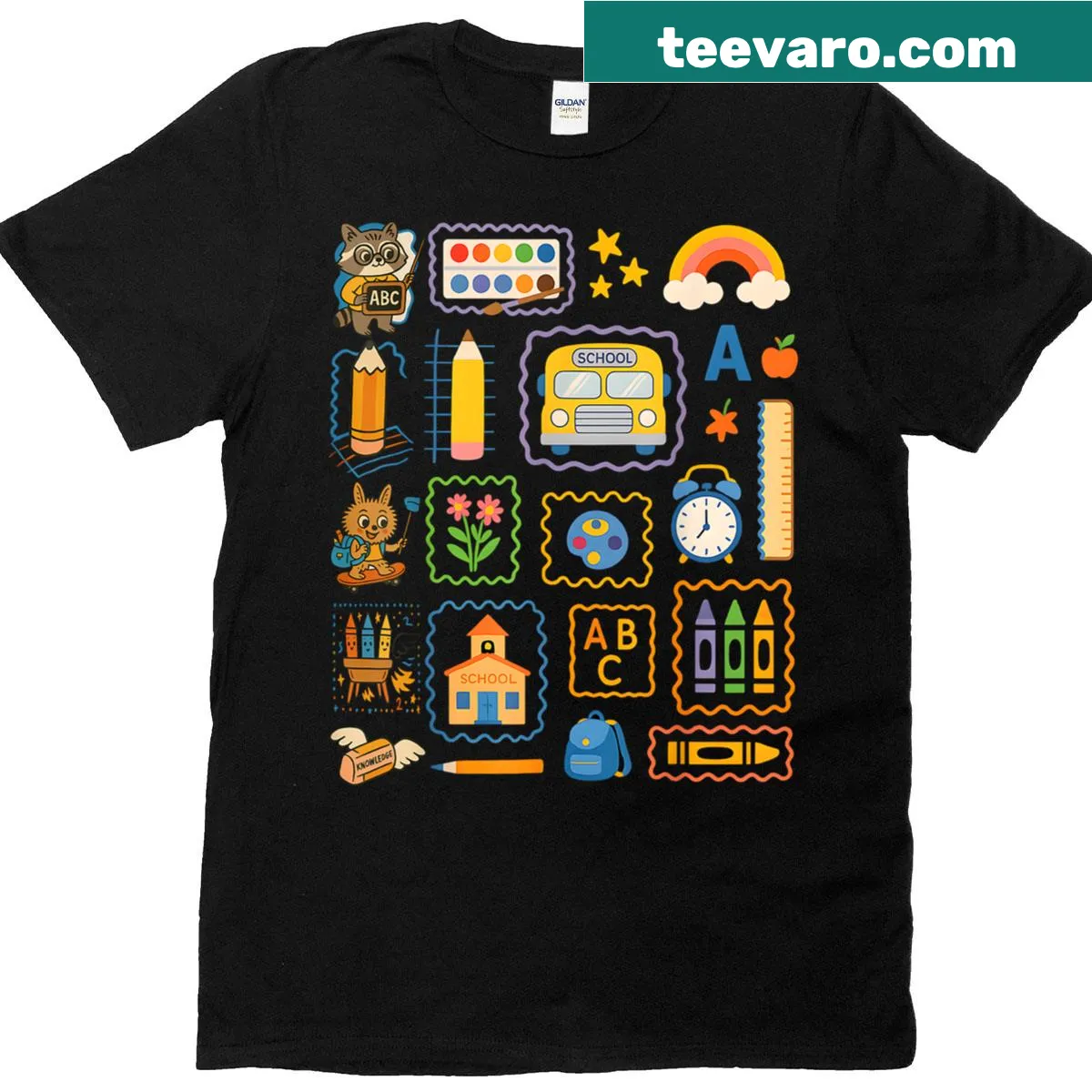 Cute school supplies graphic T-shirt for teachers — on a men's t-shirt