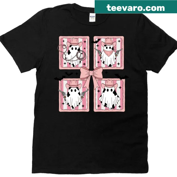 Girly skull graphic with a bow in a cute Halloween t-shirt