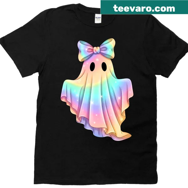 Pastel ghost with a bow in an illustration design