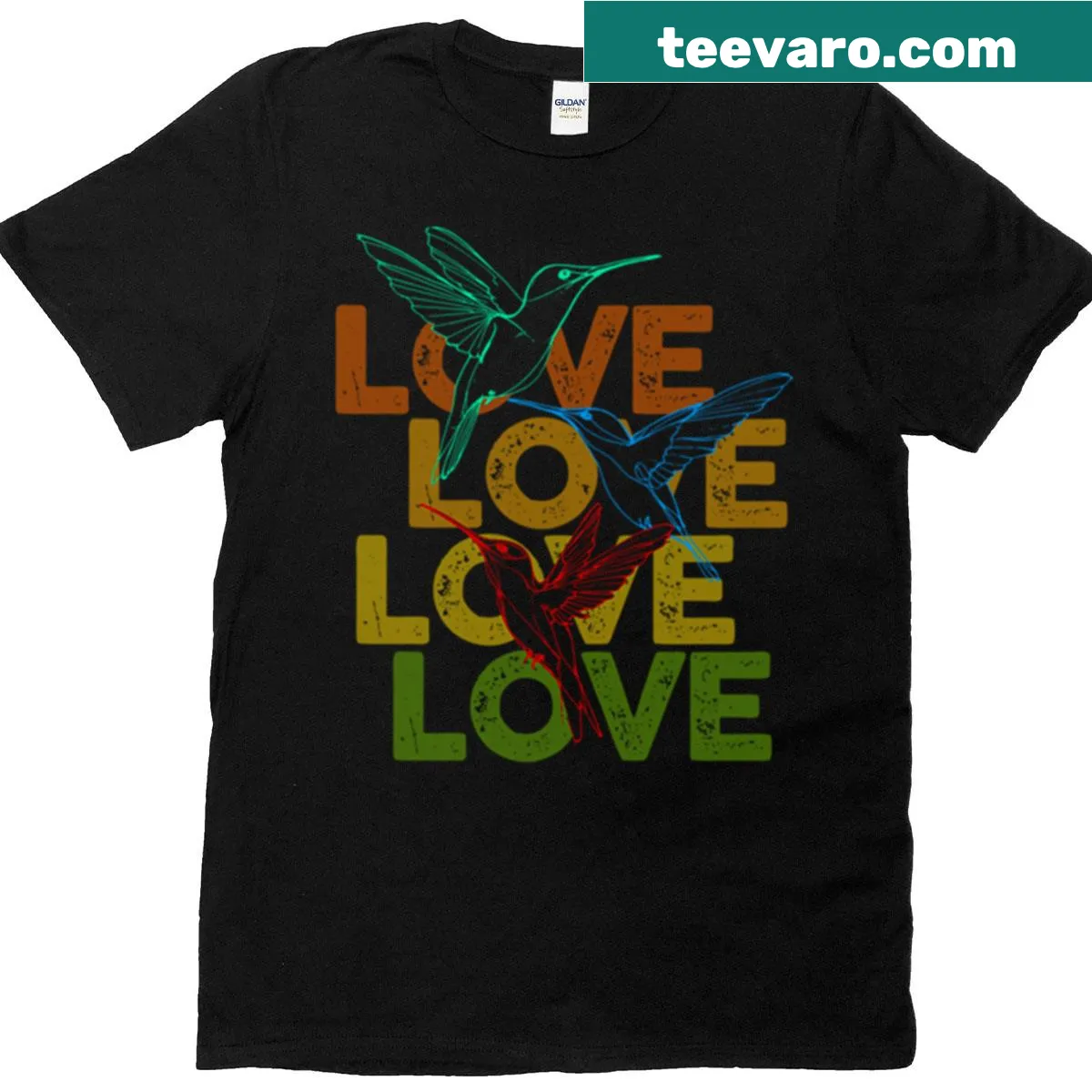 Retro hummingbird illustration t-shirt for bird lovers — on a men's t-shirt