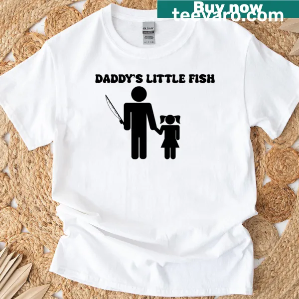 T-shirt for kids featuring 'Daddys Little Fish Girl' design