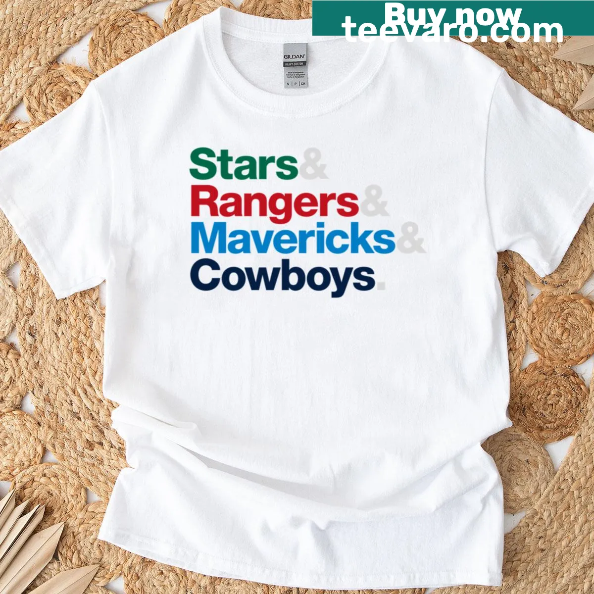 Dallas sports teams themed graphic — on a men's t-shirt