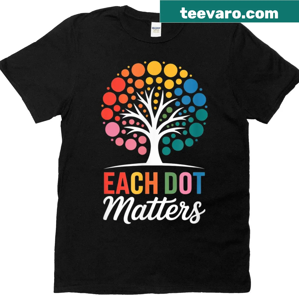 Polka dot tree graphic t-shirt celebrating individuality — on a men's t-shirt