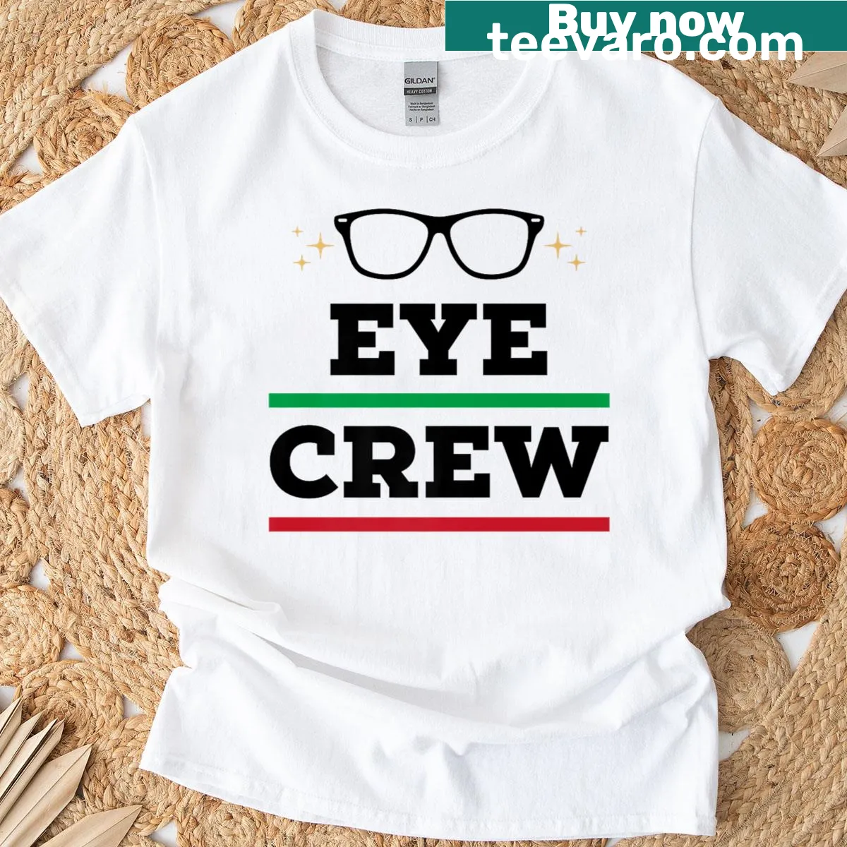 Optometry-themed professional T-shirt for eye care staff — on a men's t-shirt