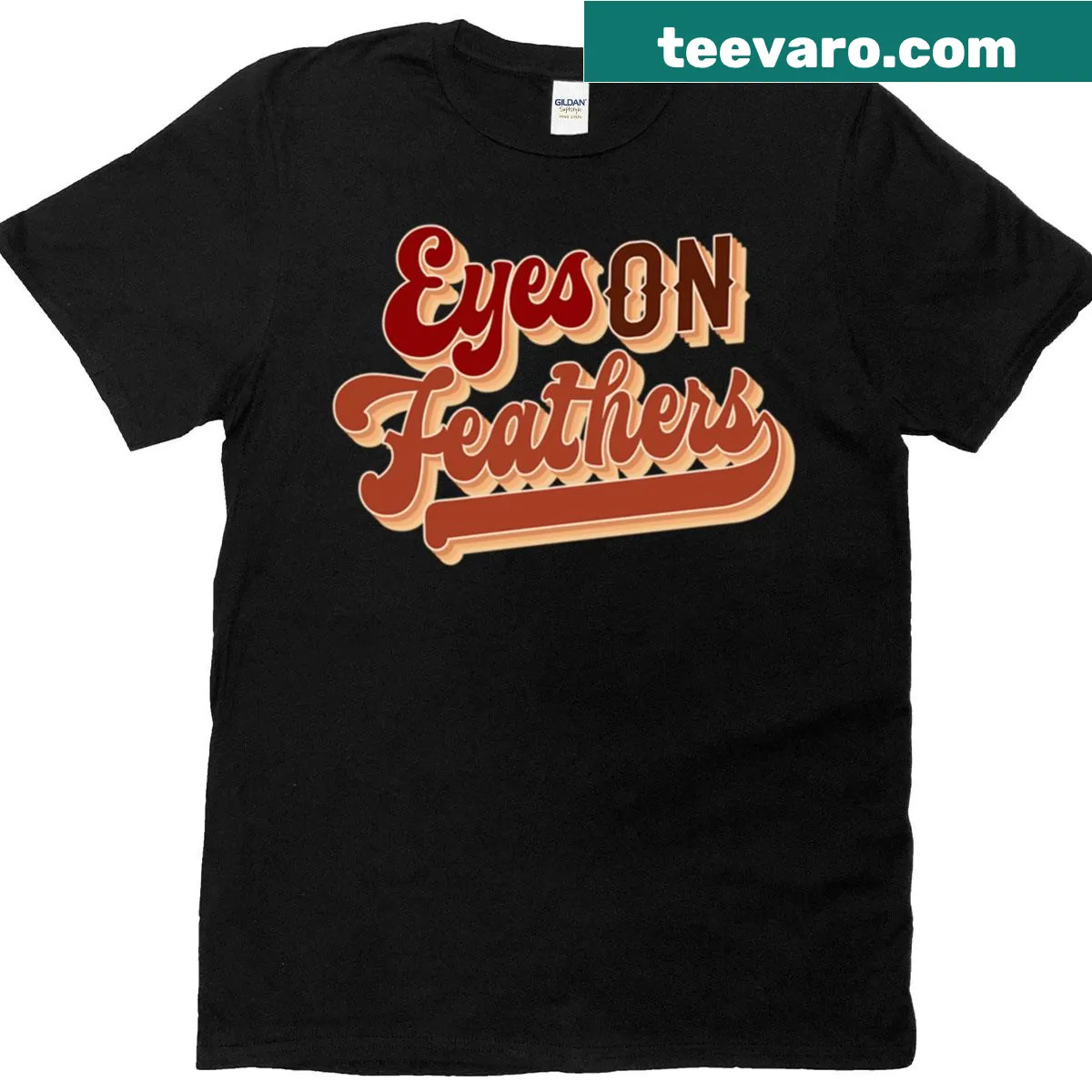Artistic t-shirt with eyes and feather design for nature lovers — on a men's t-shirt