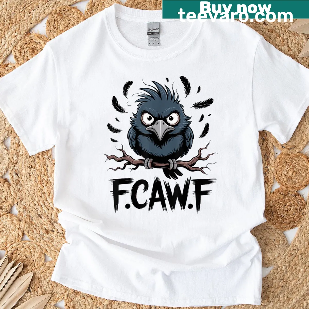Gothic raven and moon graphic for Halloween enthusiasts — on a men's t-shirt