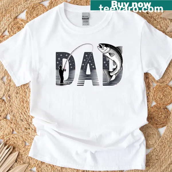 Fishing-themed t-shirt celebrating fatherhood