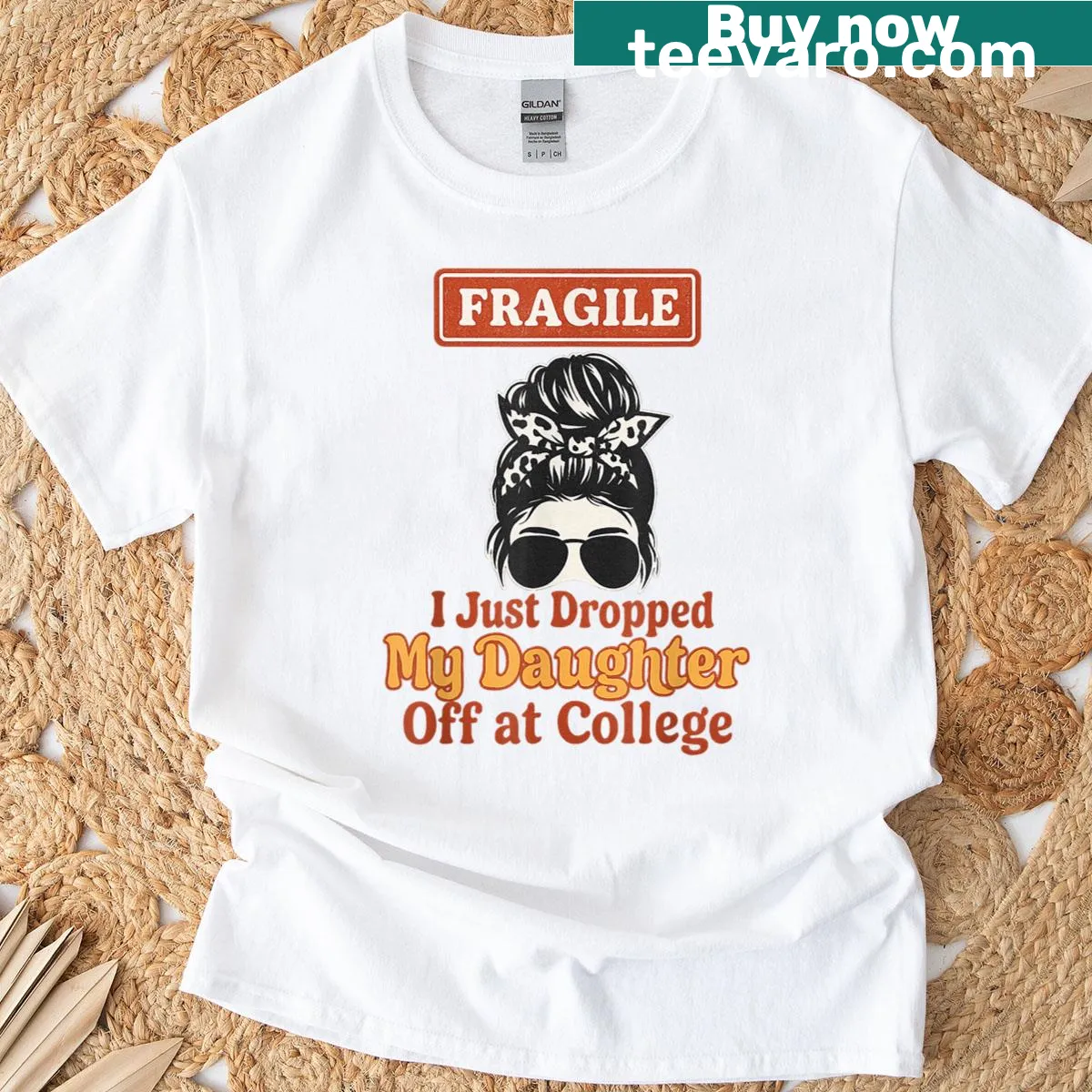Cute t-shirt with messy bun graphic and sentimental text — on a men's t-shirt