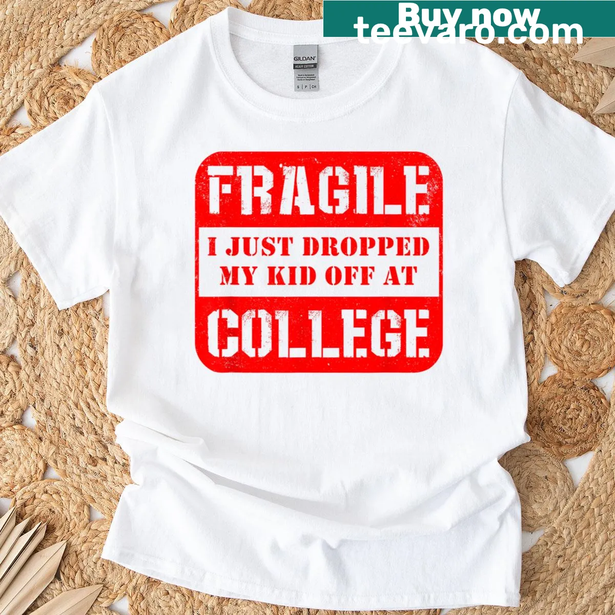 Funny t-shirt about dropping kid off at college — on a men's t-shirt