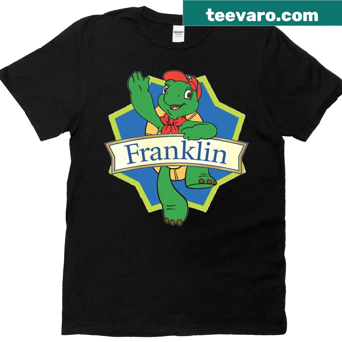 Illustration of Franklin the Turtle on a kids' t-shirt — on a men's t-shirt