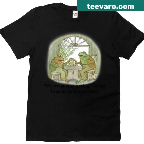 Illustration of Frog and Toad eating cookies on a kids' t-shirt