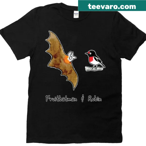 T-shirt featuring cartoon fruit bats supporting bat conservation