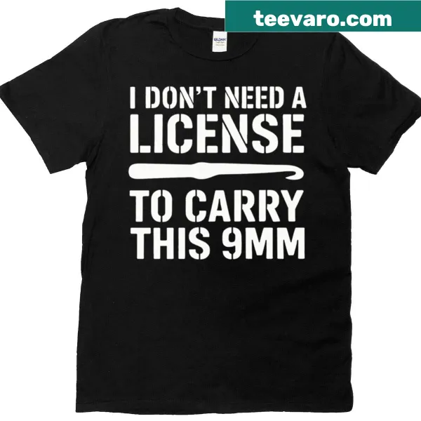 Playful crochet-themed shirt featuring a 9mm crochet hook.