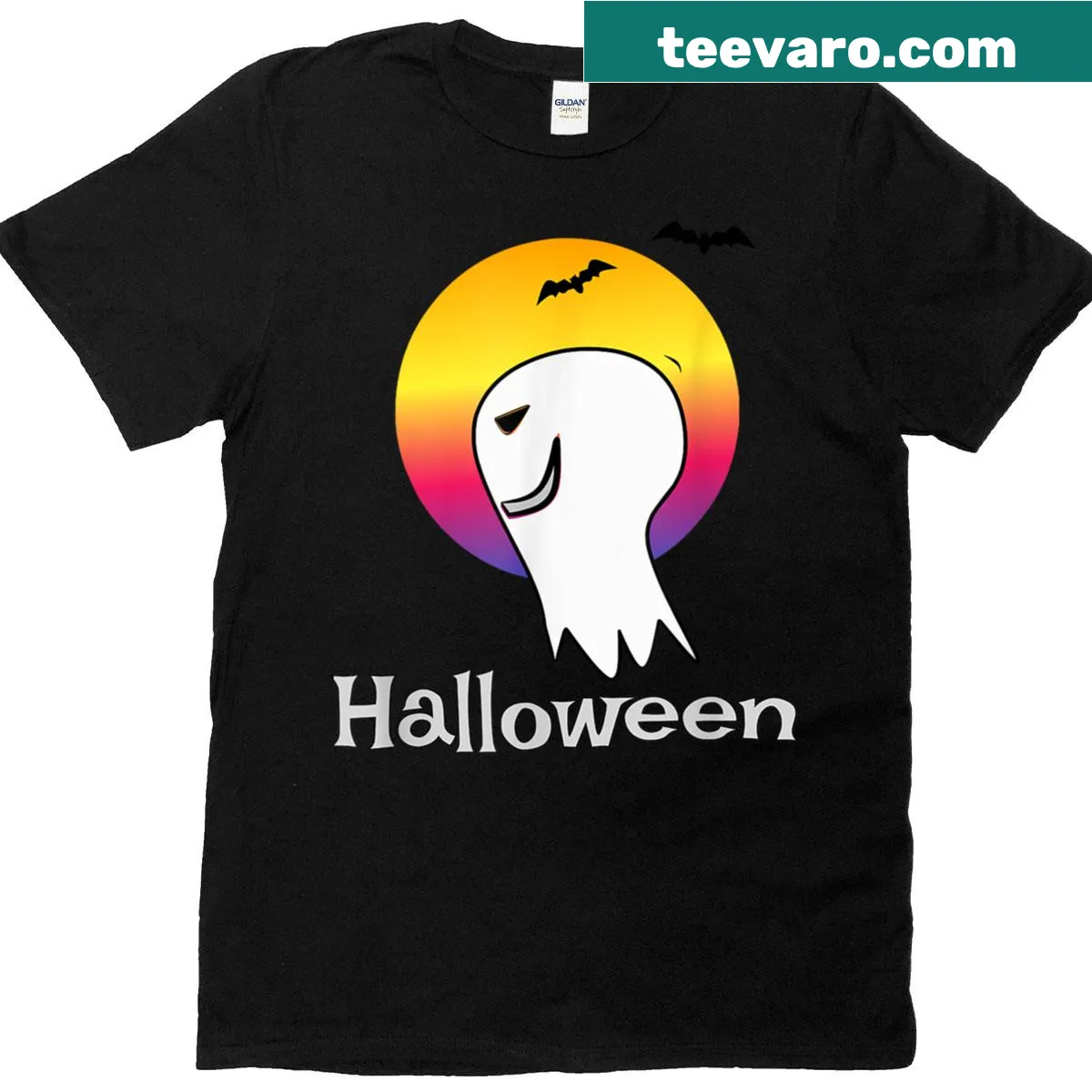 Playful ghost cartoon t-shirt for Halloween celebrations — on a men's t-shirt