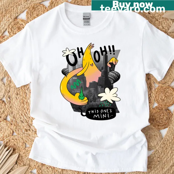 Illustration of a funny giant monster on a T-shirt.