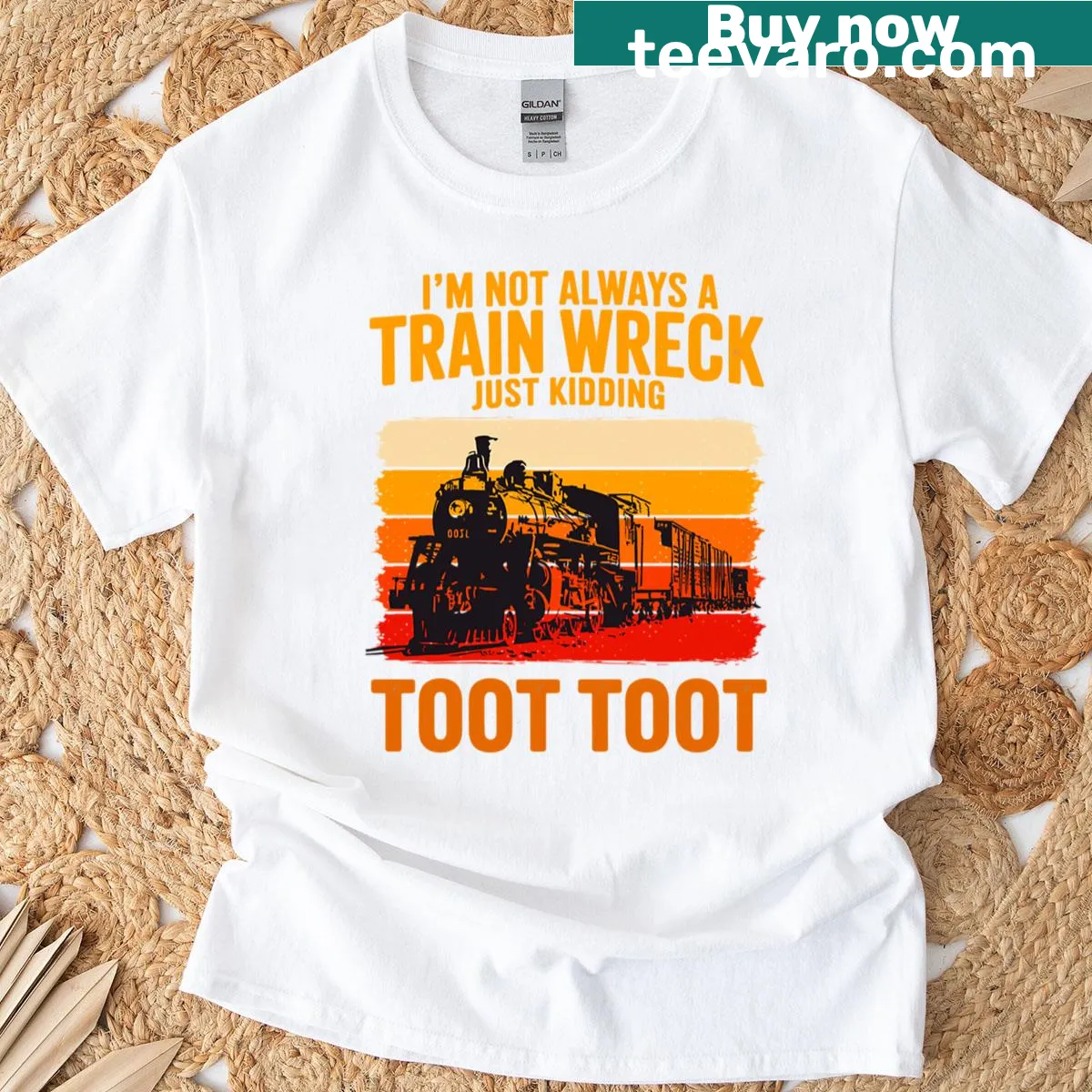 Humorous typography T-shirt for railroad enthusiasts. — on a men's t-shirt