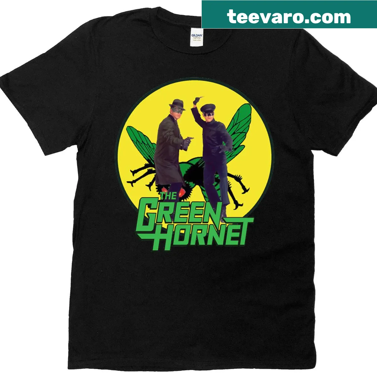 Humorous t-shirt featuring the Funny Green Hornet slogan — on a men's t-shirt