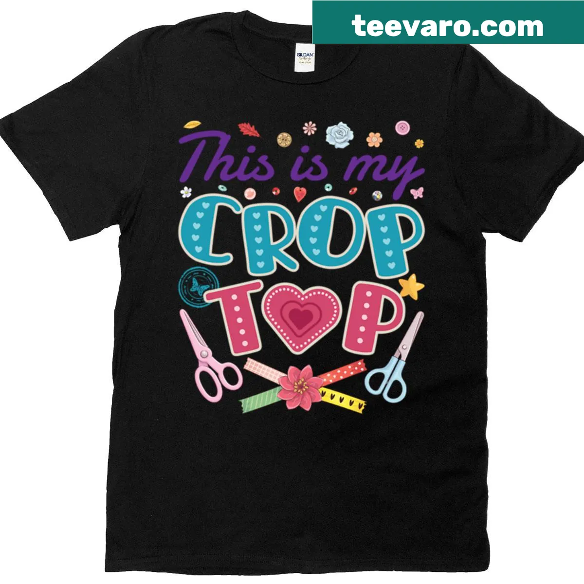Funny scrapbooking t-shirt with the phrase This Is My Crop Top. — on a men's t-shirt