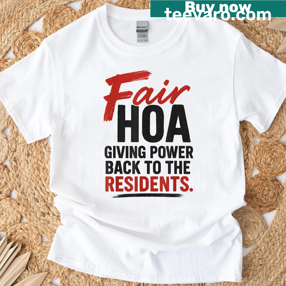 Community advocacy message T-shirt for residents — on a men's t-shirt