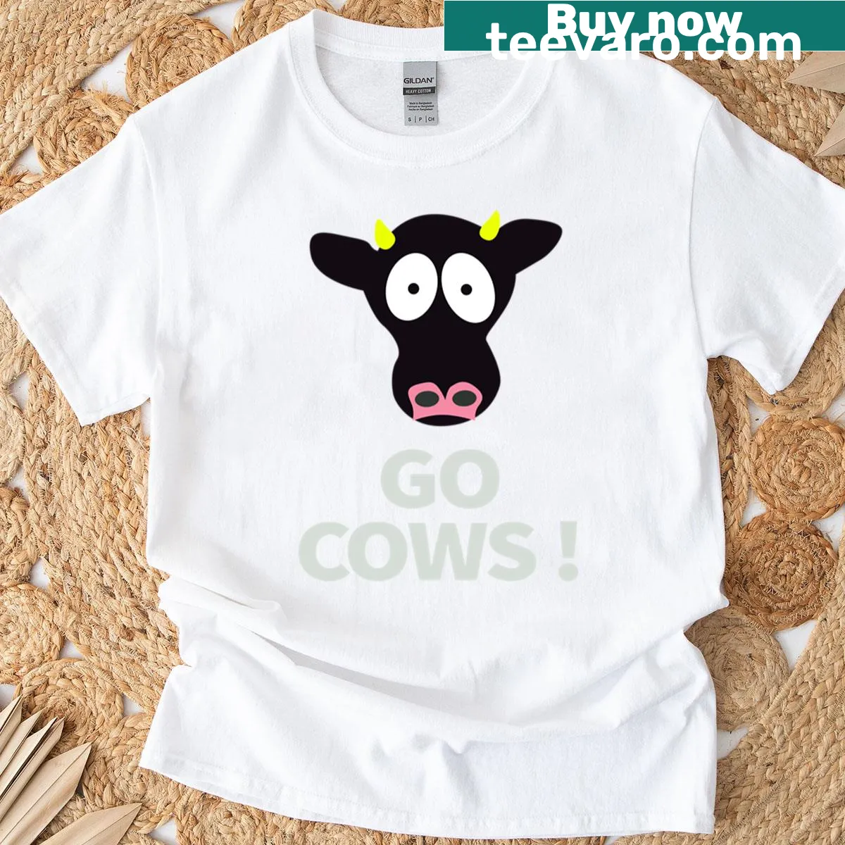 South Park-themed Go Cows graphic on t-shirt — on a men's t-shirt