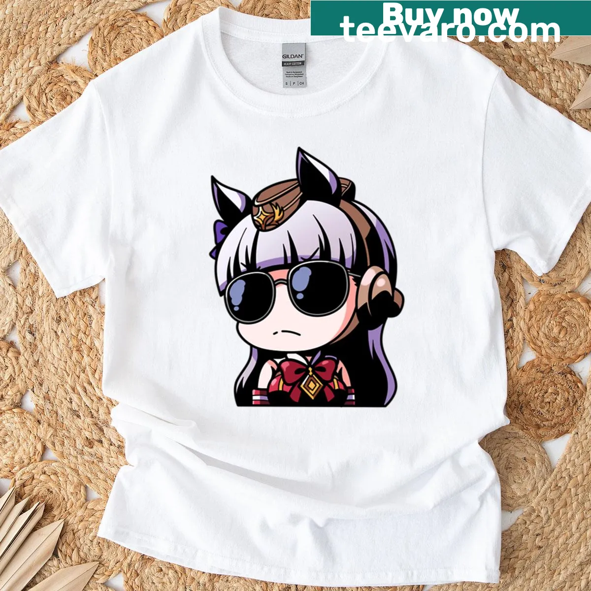 Oversized T-shirt featuring Uma Musume Pretty Derby design — on a men's t-shirt