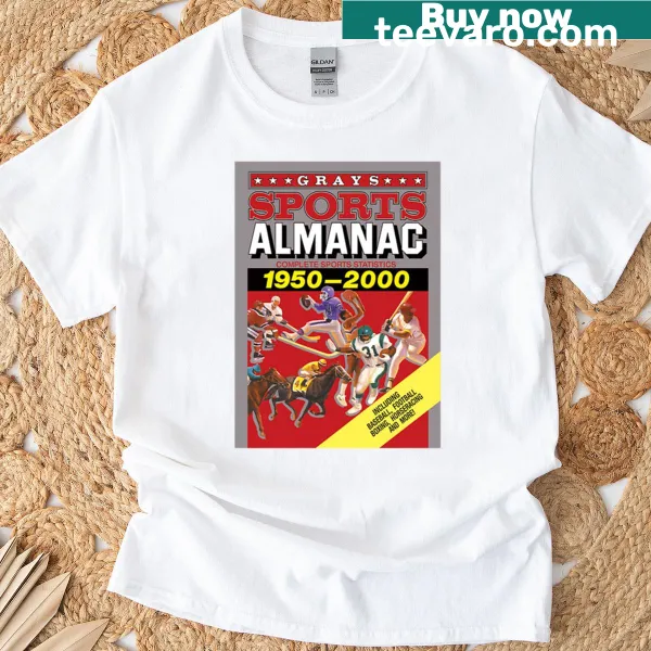 Grays Sports Almanac sports statistics T-shirt design.
