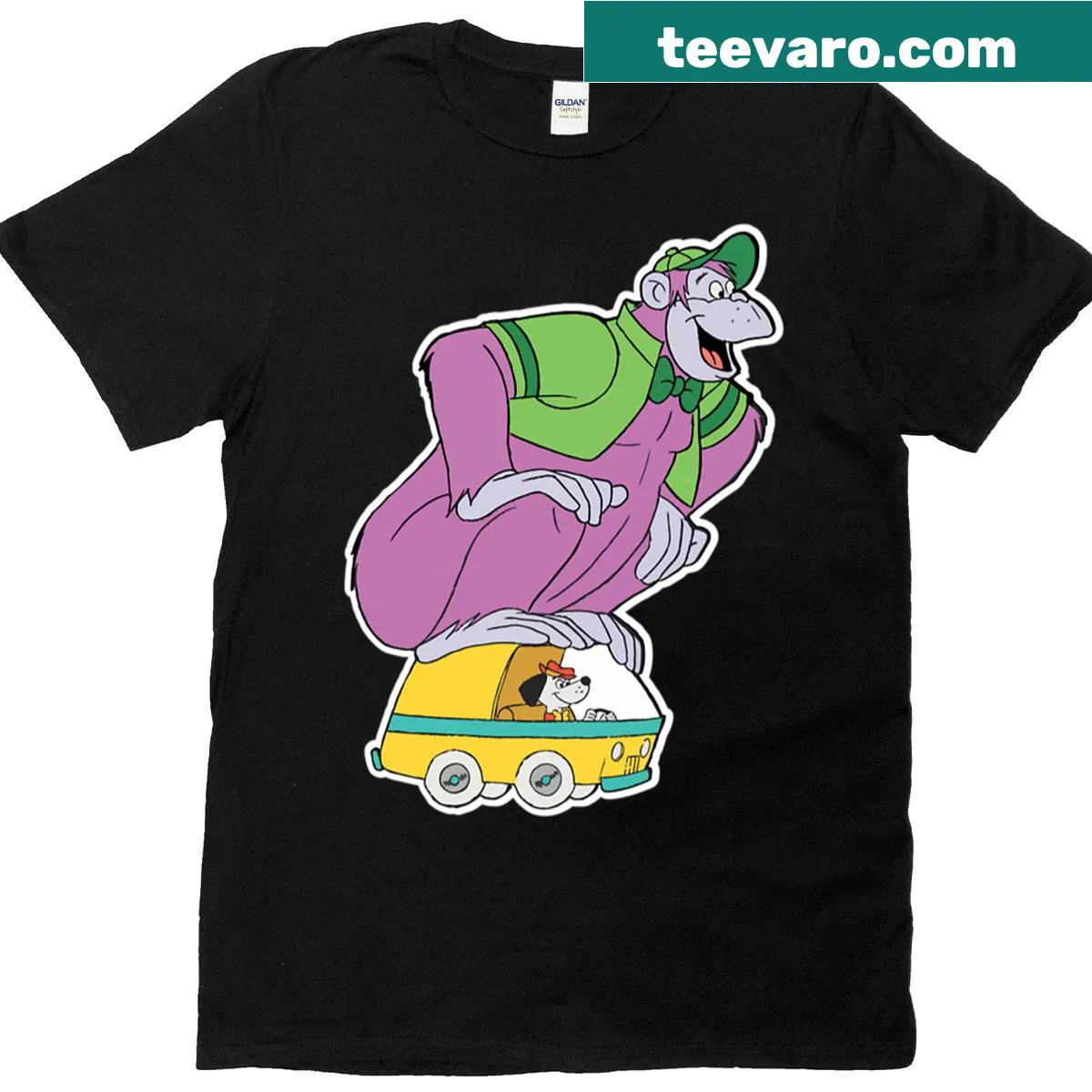 Cartoon grape design t-shirt with a cheerful grape character — on a men's t-shirt