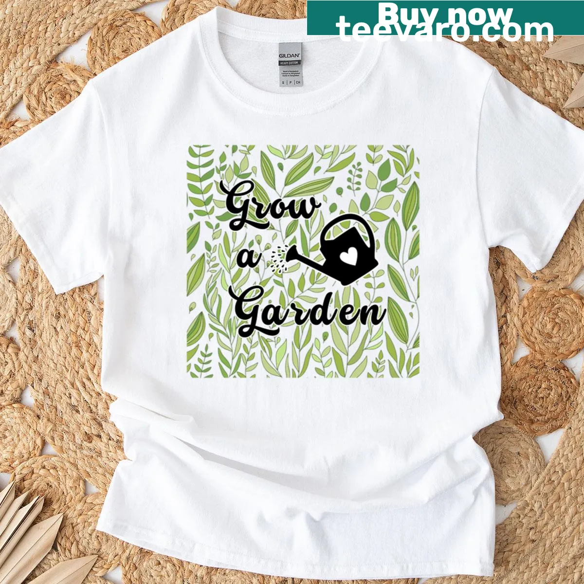 Grow A Garden typographic design on a t-shirt — on a men's t-shirt