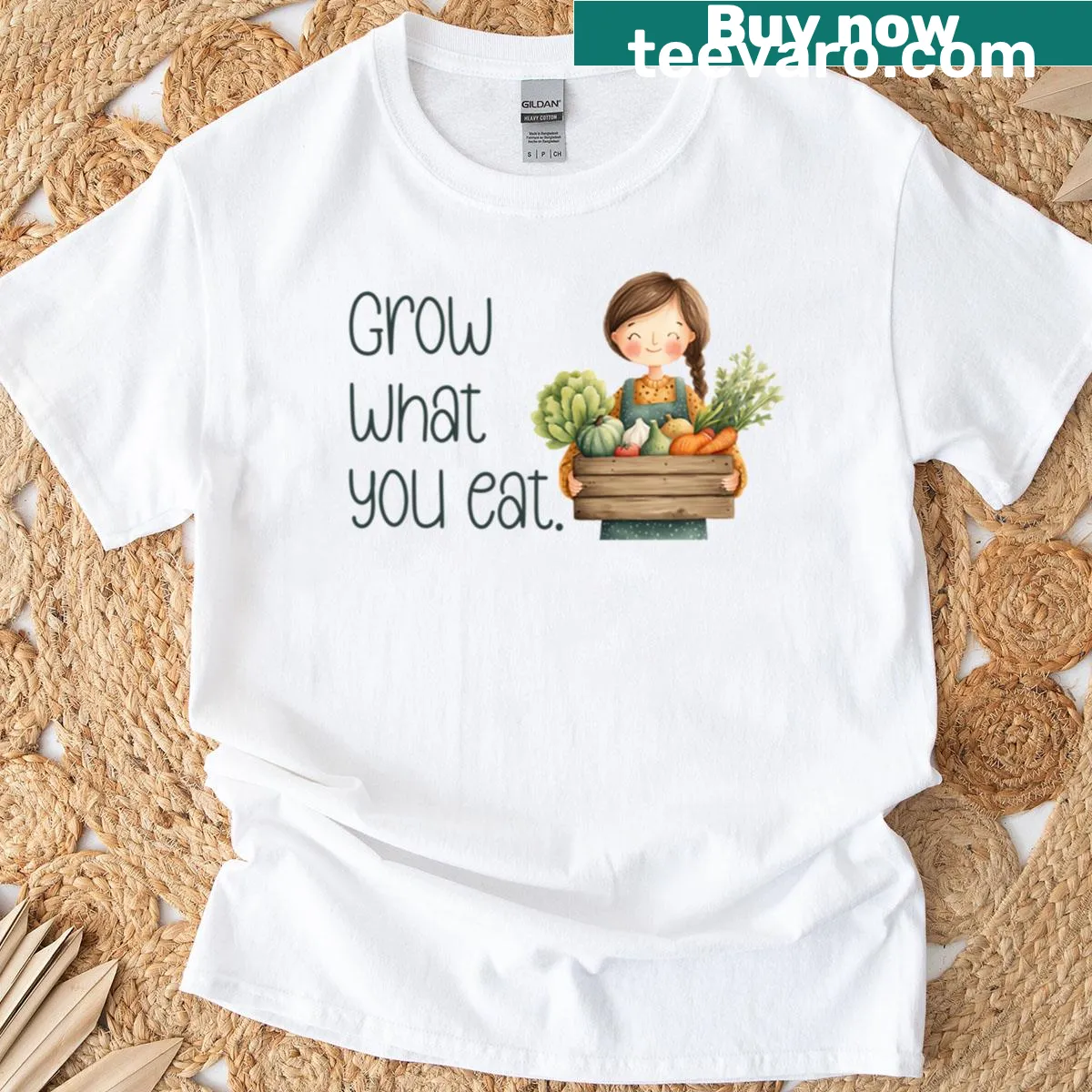 Inspirational T-shirt promoting growing your own food — on a men's t-shirt