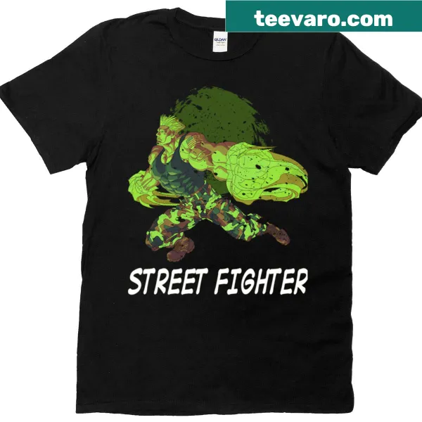 T-shirt featuring Guile from Street Fighter.