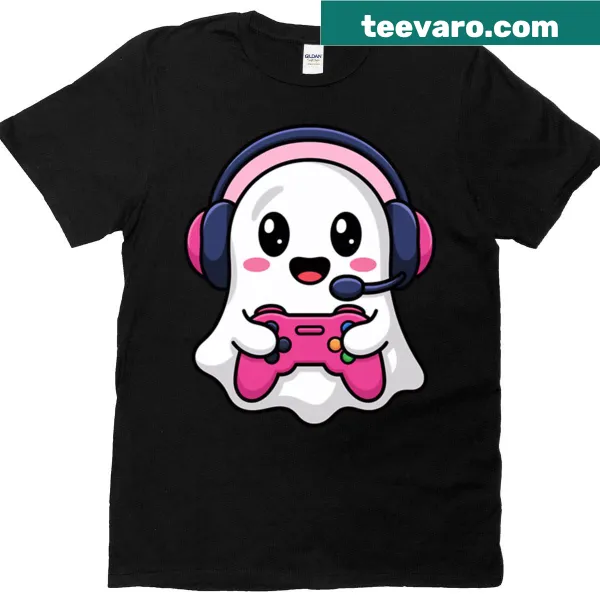 Ghost-themed gaming T-shirt with playful design