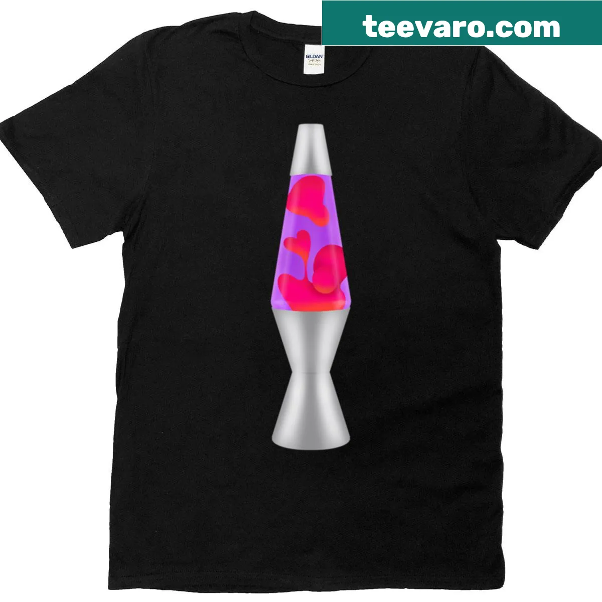 Heart-shaped lava lamp graphic T-shirt in a vintage style — on a men's t-shirt